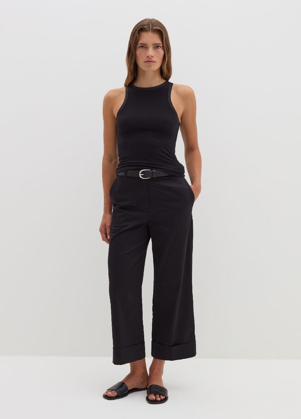 Stefanel Pantalone a gamba larga con risvolti