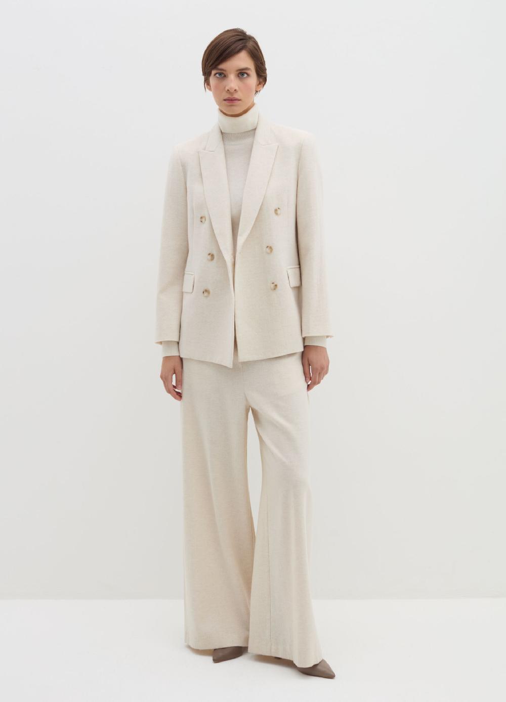 Stefanel Pantalone a gamba larga in misto lana