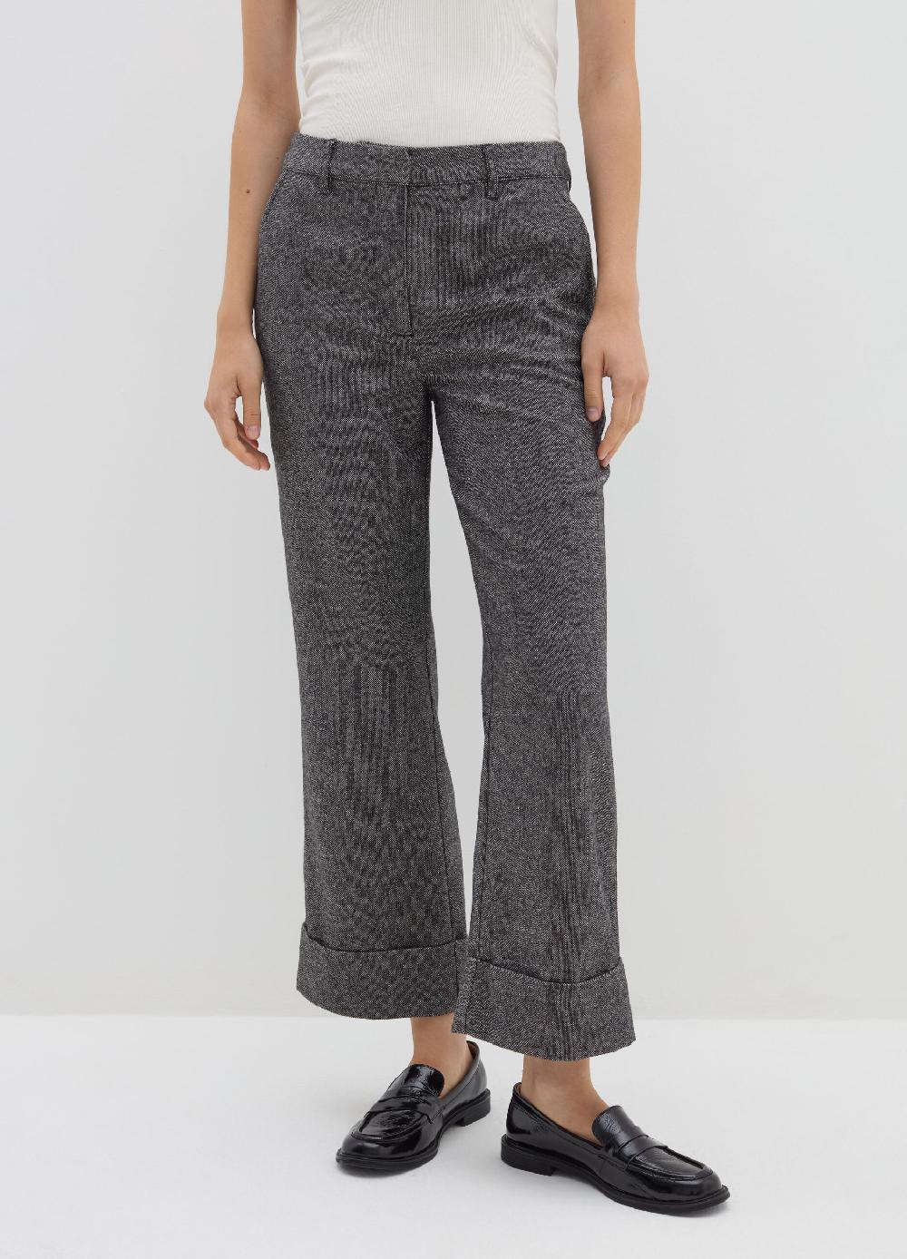 Stefanel Pantalone A Gamba Larga In Tweed