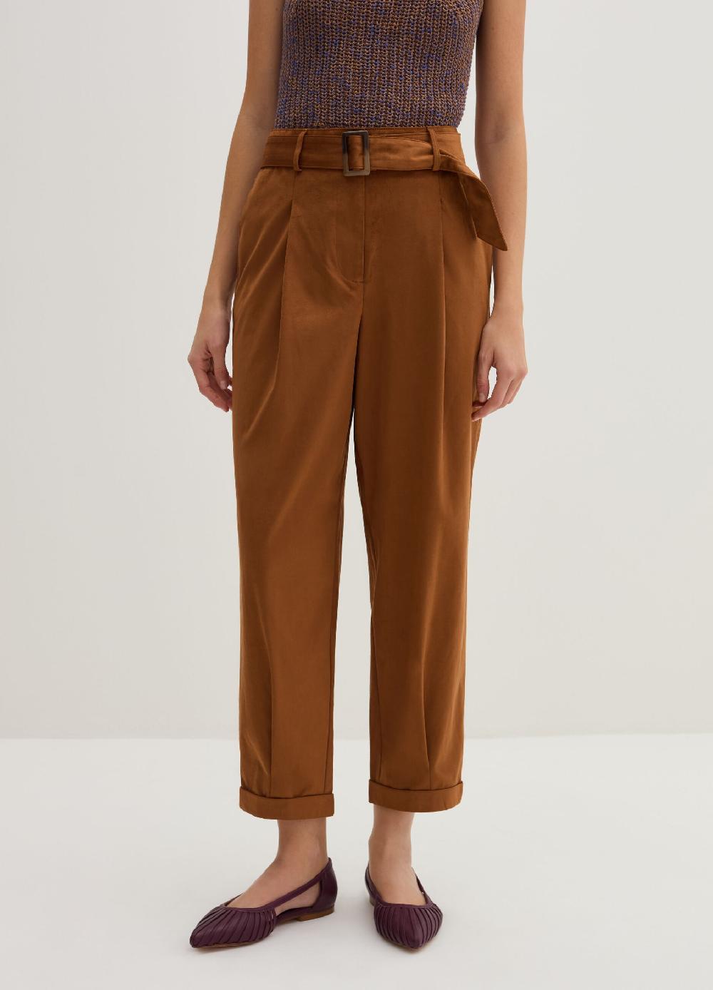 Stefanel Pantalone A Sigaretta Ankle Fit In Suede