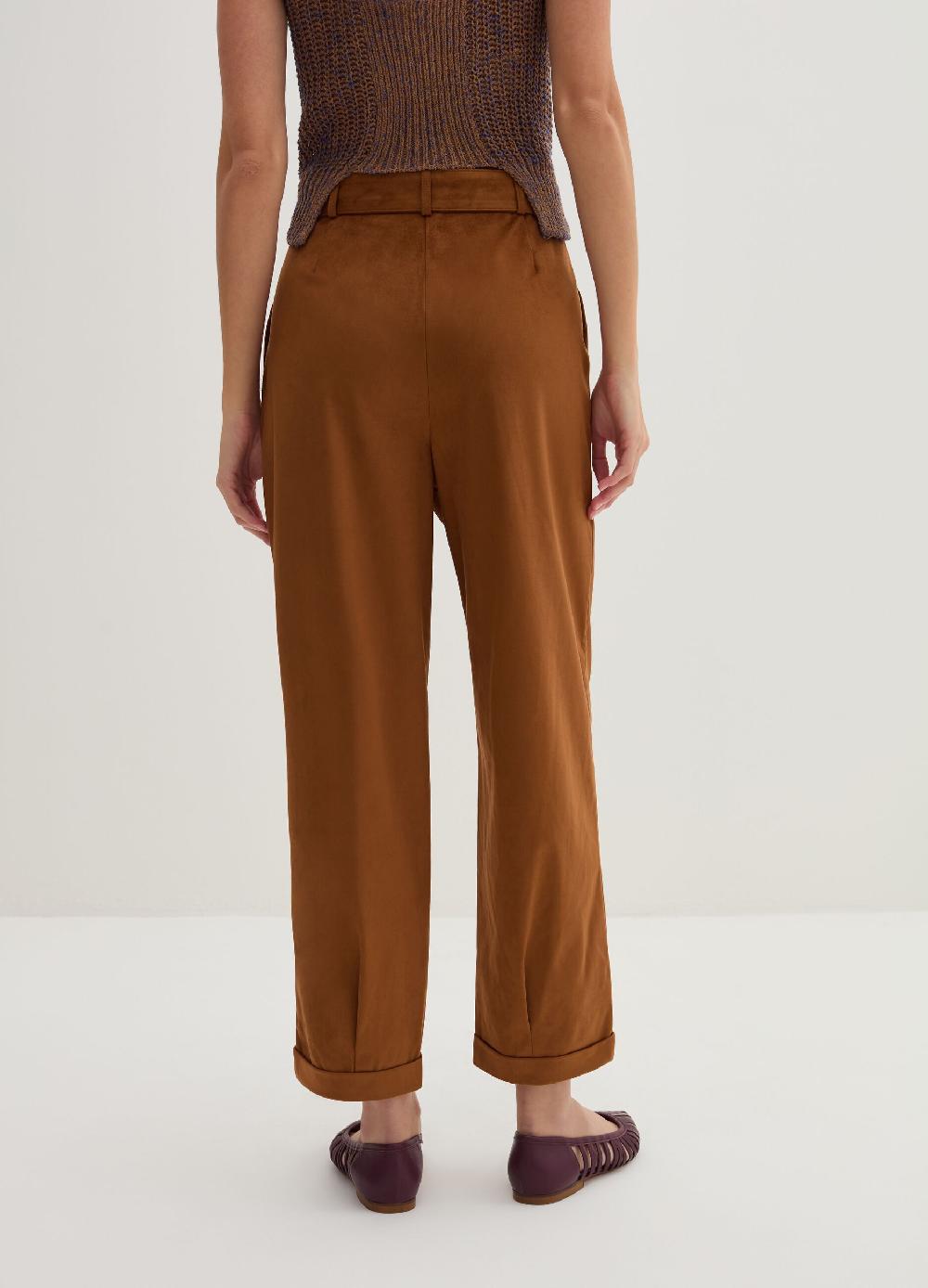 Stefanel Pantalone A Sigaretta Ankle Fit In Suede