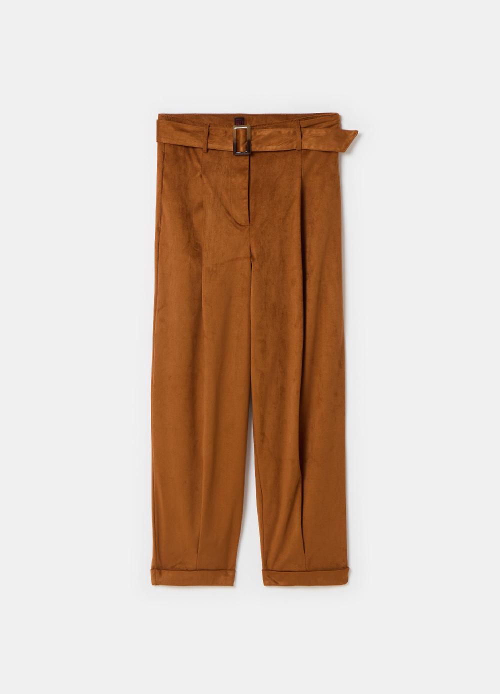 Stefanel Pantalone A Sigaretta Ankle Fit In Suede