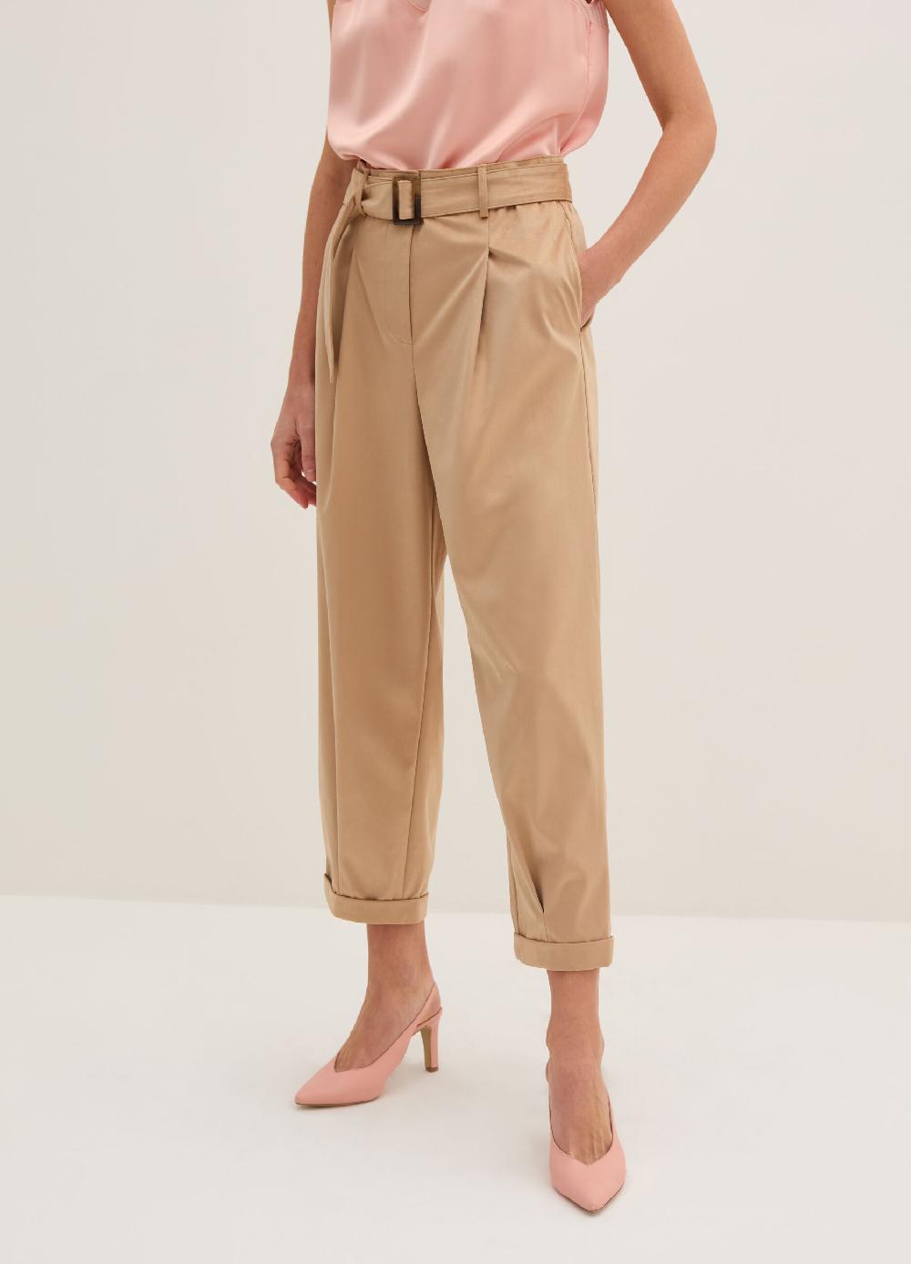 Stefanel Pantalone A Sigaretta Ankle Fit In Suede