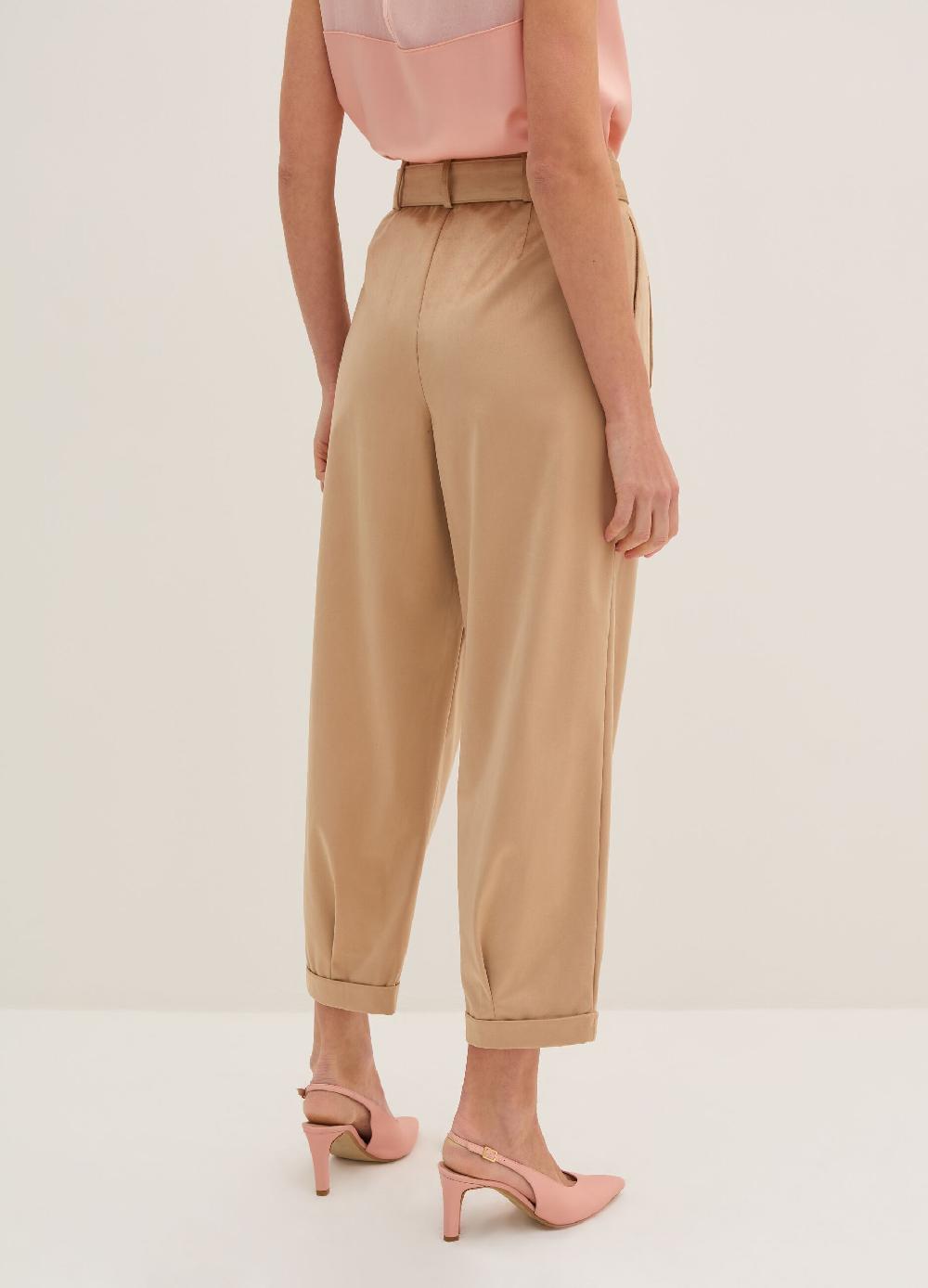 Stefanel Pantalone A Sigaretta Ankle Fit In Suede