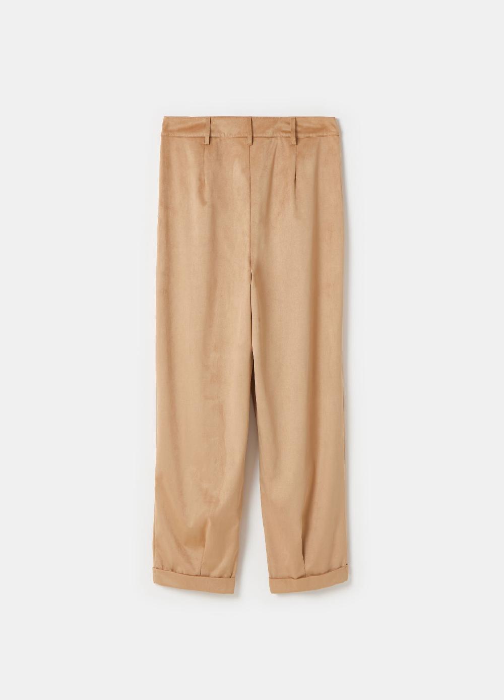 Stefanel Pantalone A Sigaretta Ankle Fit In Suede