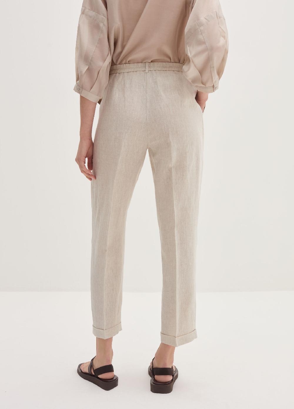 Stefanel Pantalone A Sigaretta Cropped In Lino