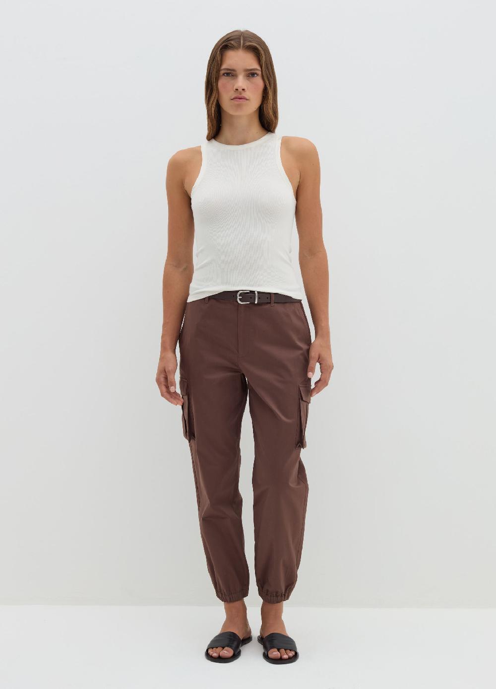Stefanel Pantalone cargo in cotone satin