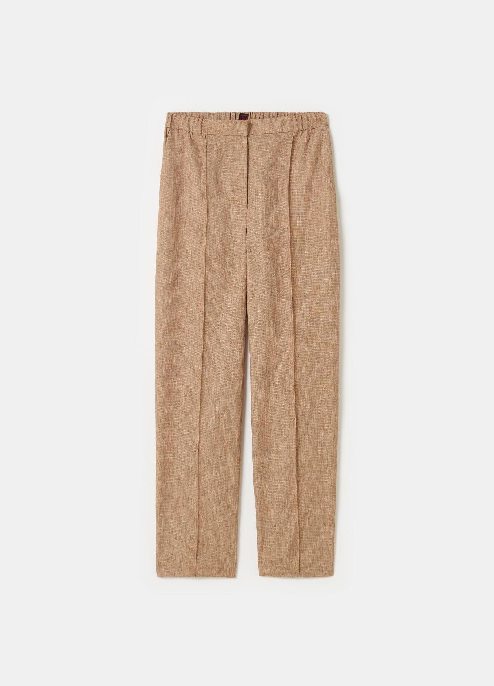 Stefanel Pantalone Carrot Fit Con Trama Natte