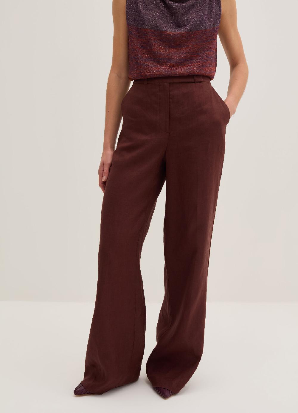 Stefanel Pantalone Palazzo Con Piping A Contrasto