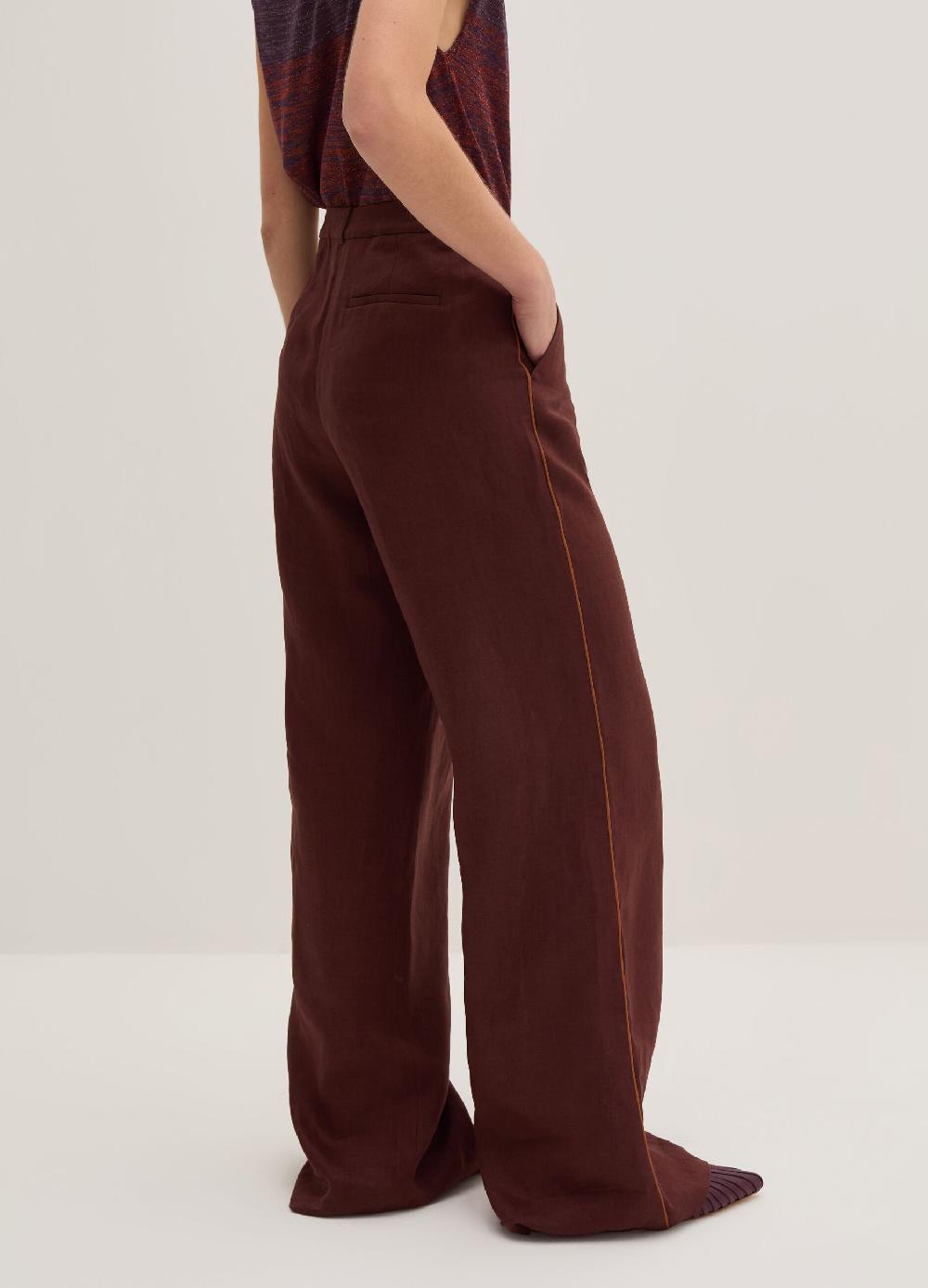 Stefanel Pantalone Palazzo Con Piping A Contrasto