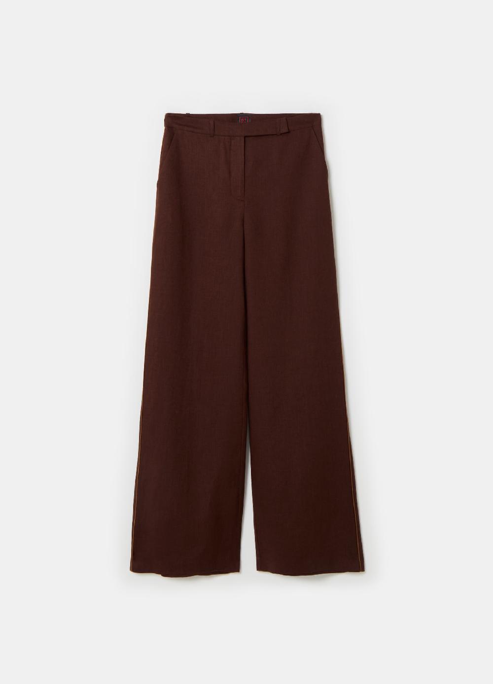 Stefanel Pantalone Palazzo Con Piping A Contrasto