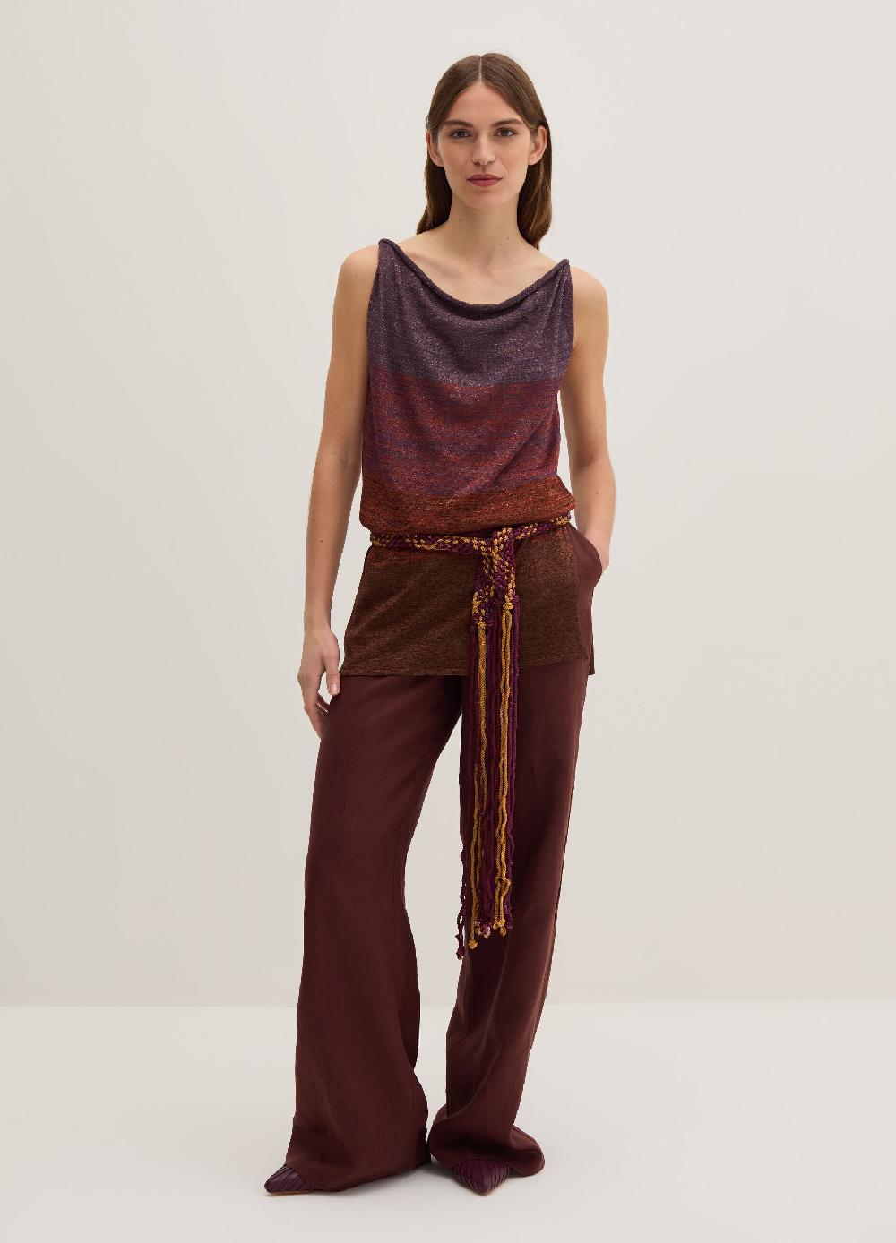 Stefanel Pantalone palazzo con piping a contrasto