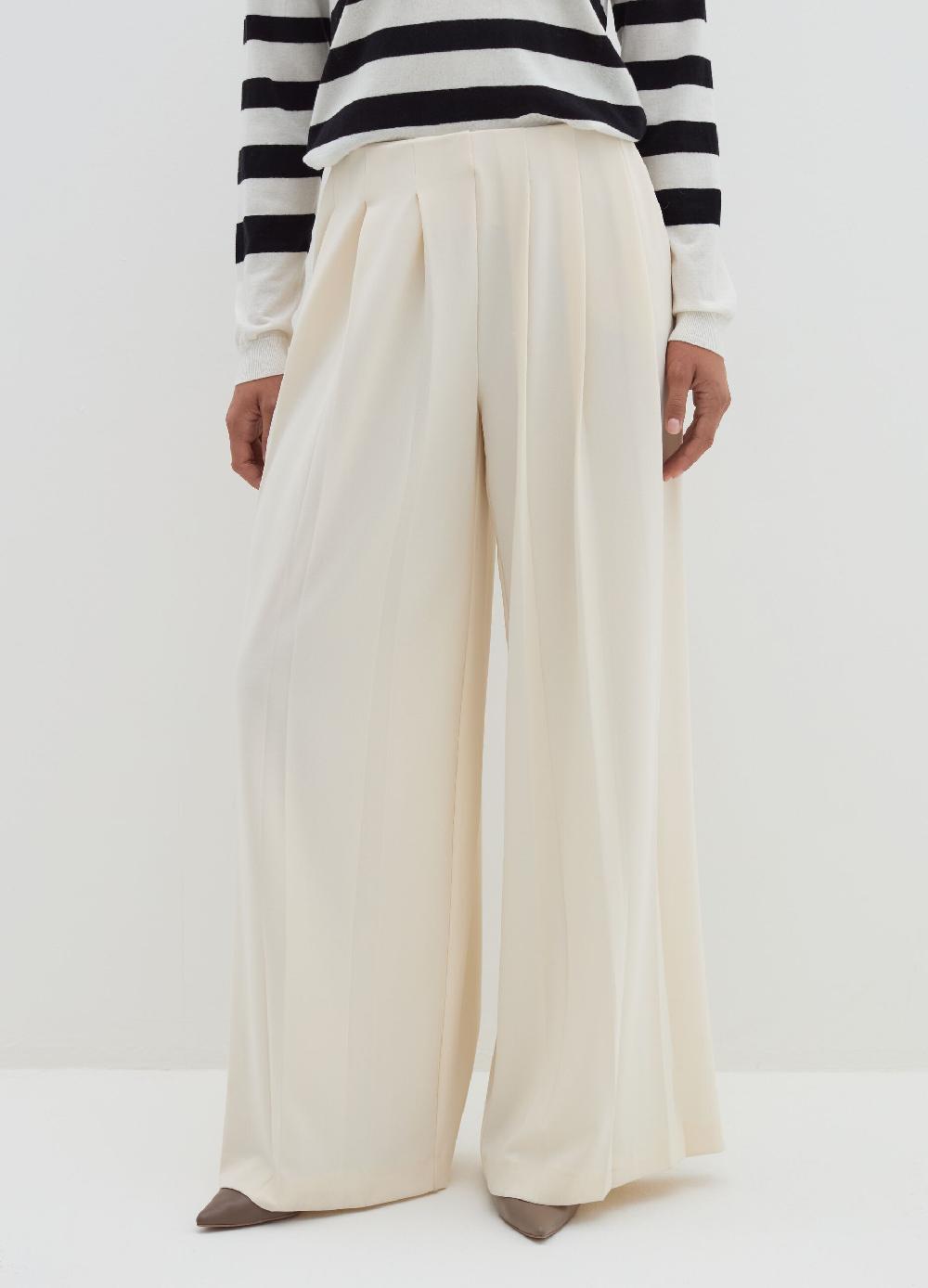 Stefanel Pantalone Palazzo Plisse In Crêpe