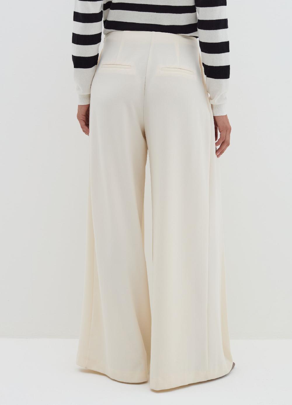 Stefanel Pantalone Palazzo Plisse In Crêpe