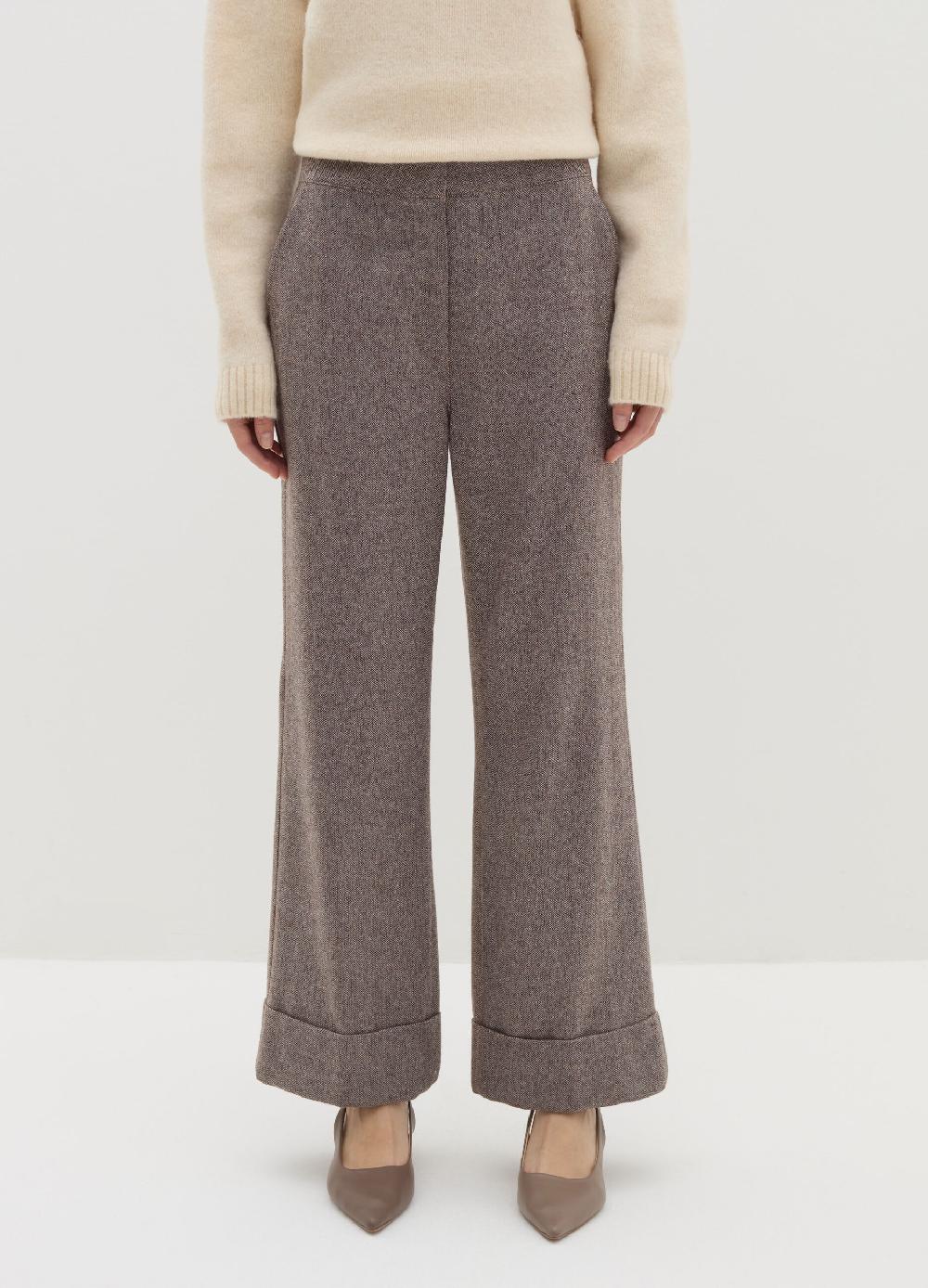 Stefanel Pantalone Straight Fit A Spina Di Pesce