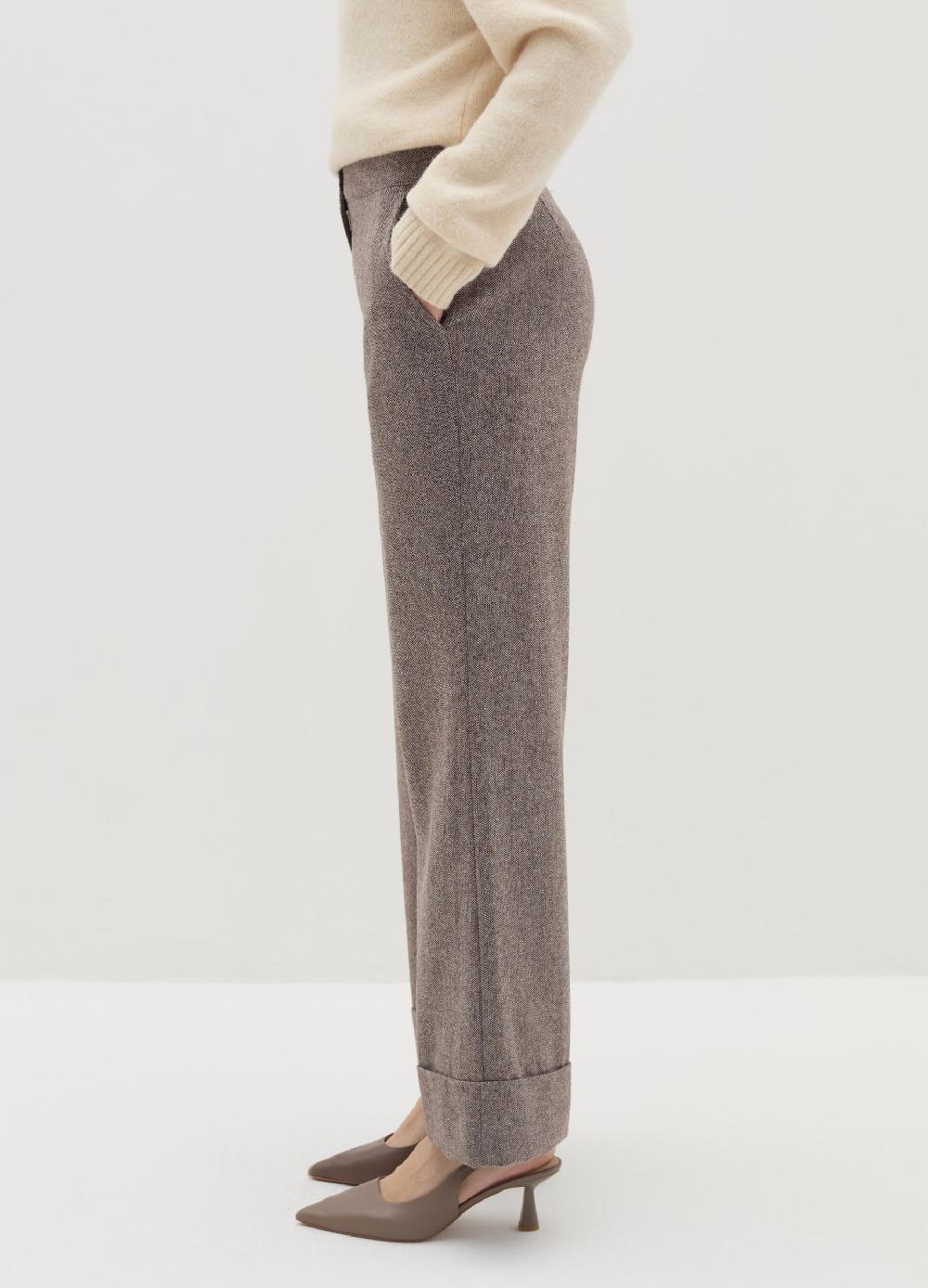 Stefanel Pantalone Straight Fit A Spina Di Pesce