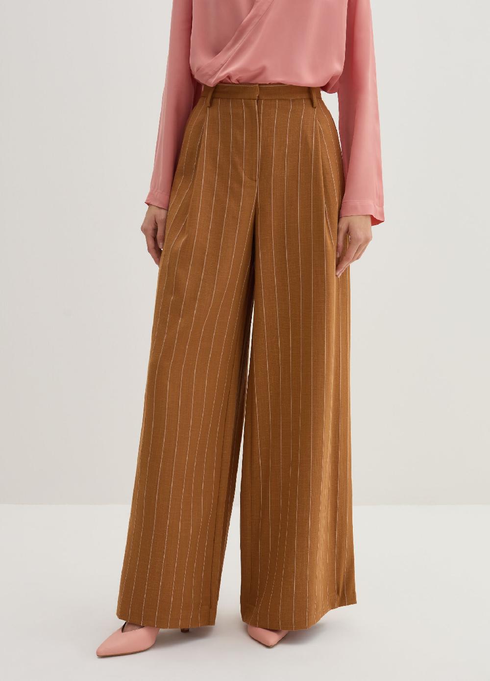 Stefanel Pantalone Wide Leg Gessato