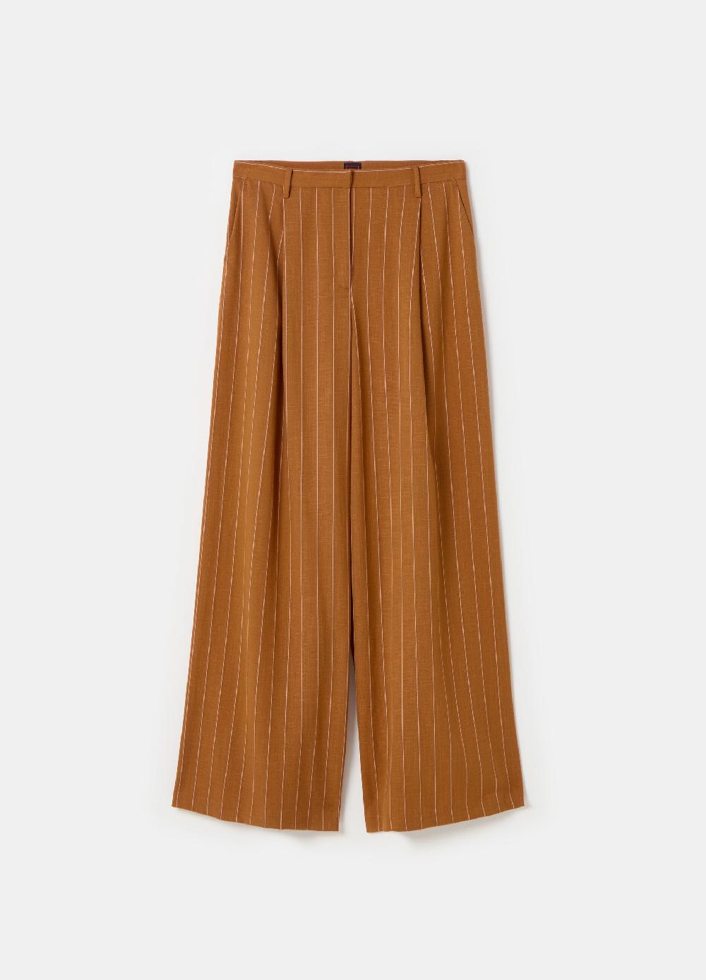 Stefanel Pantalone Wide Leg Gessato