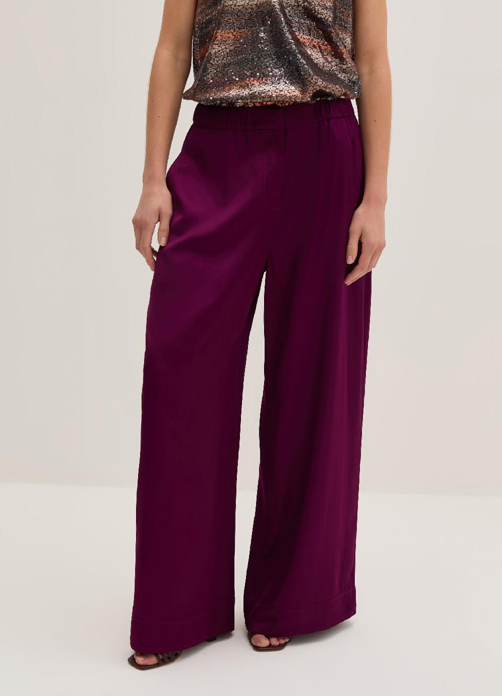 Stefanel Pantalone Wide Leg In Viscosa Satin