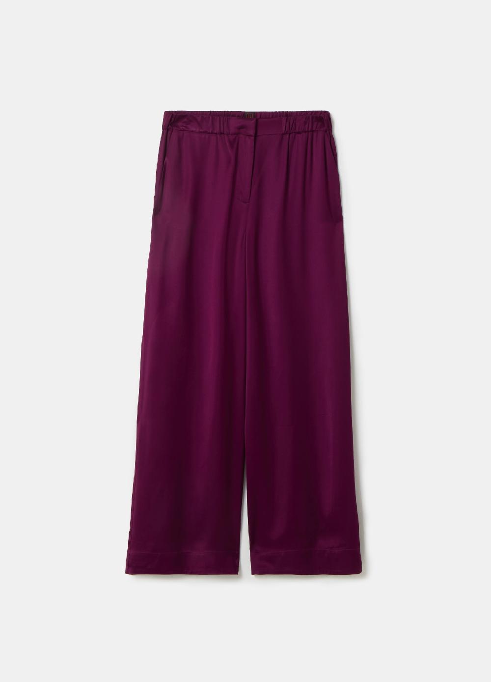 Stefanel Pantalone Wide Leg In Viscosa Satin