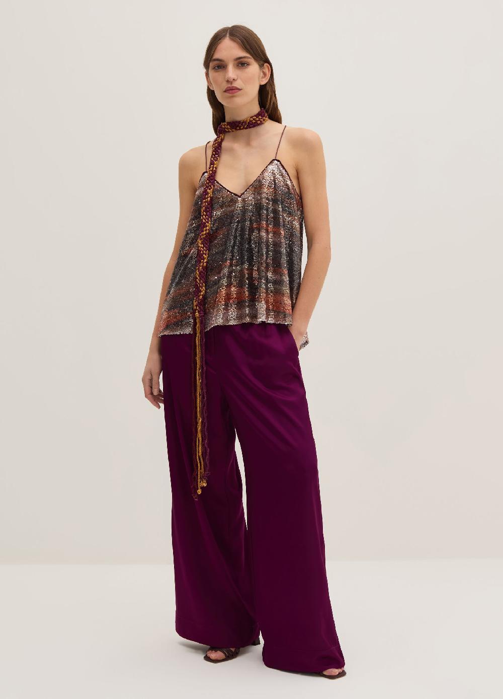 Stefanel Pantalone wide leg in viscosa satin