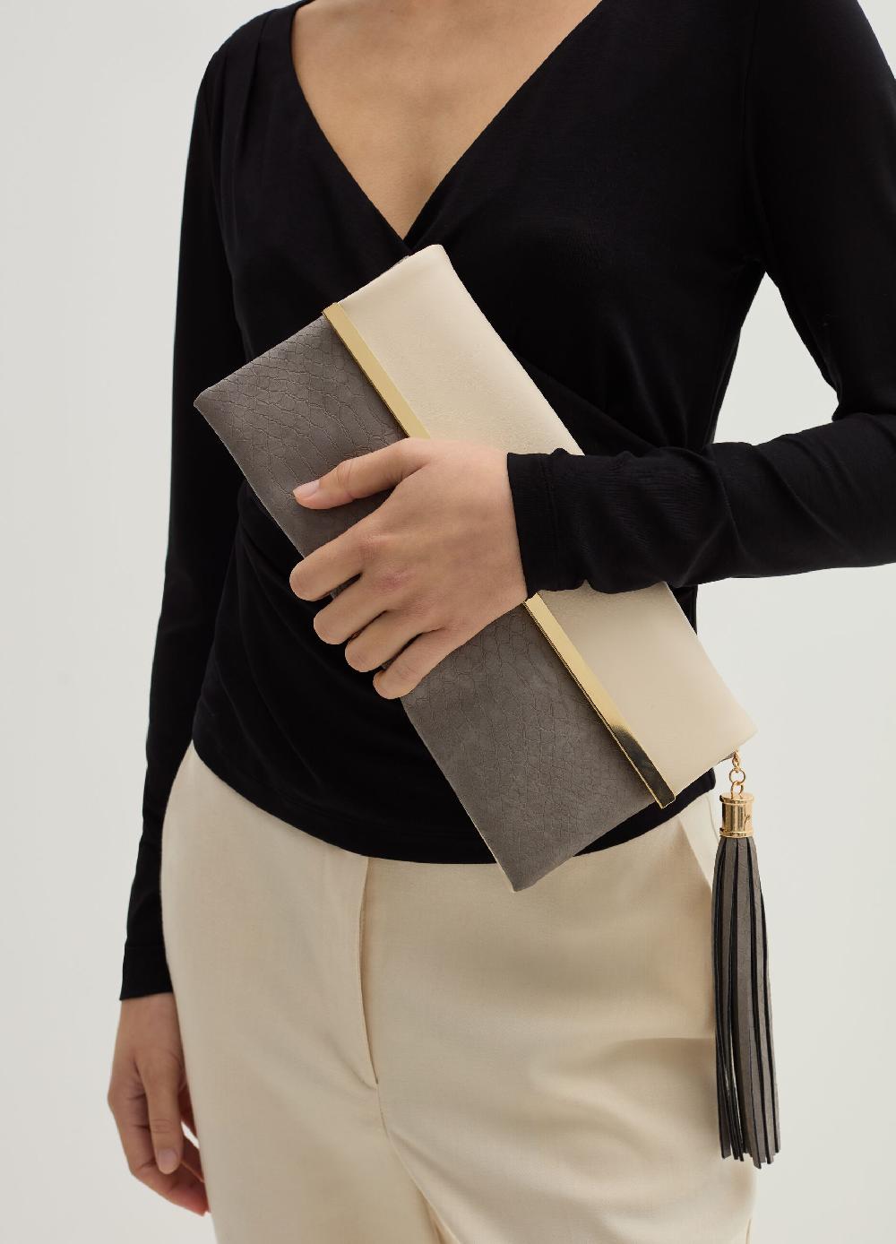 Stefanel Pochette rettangolare bicolore