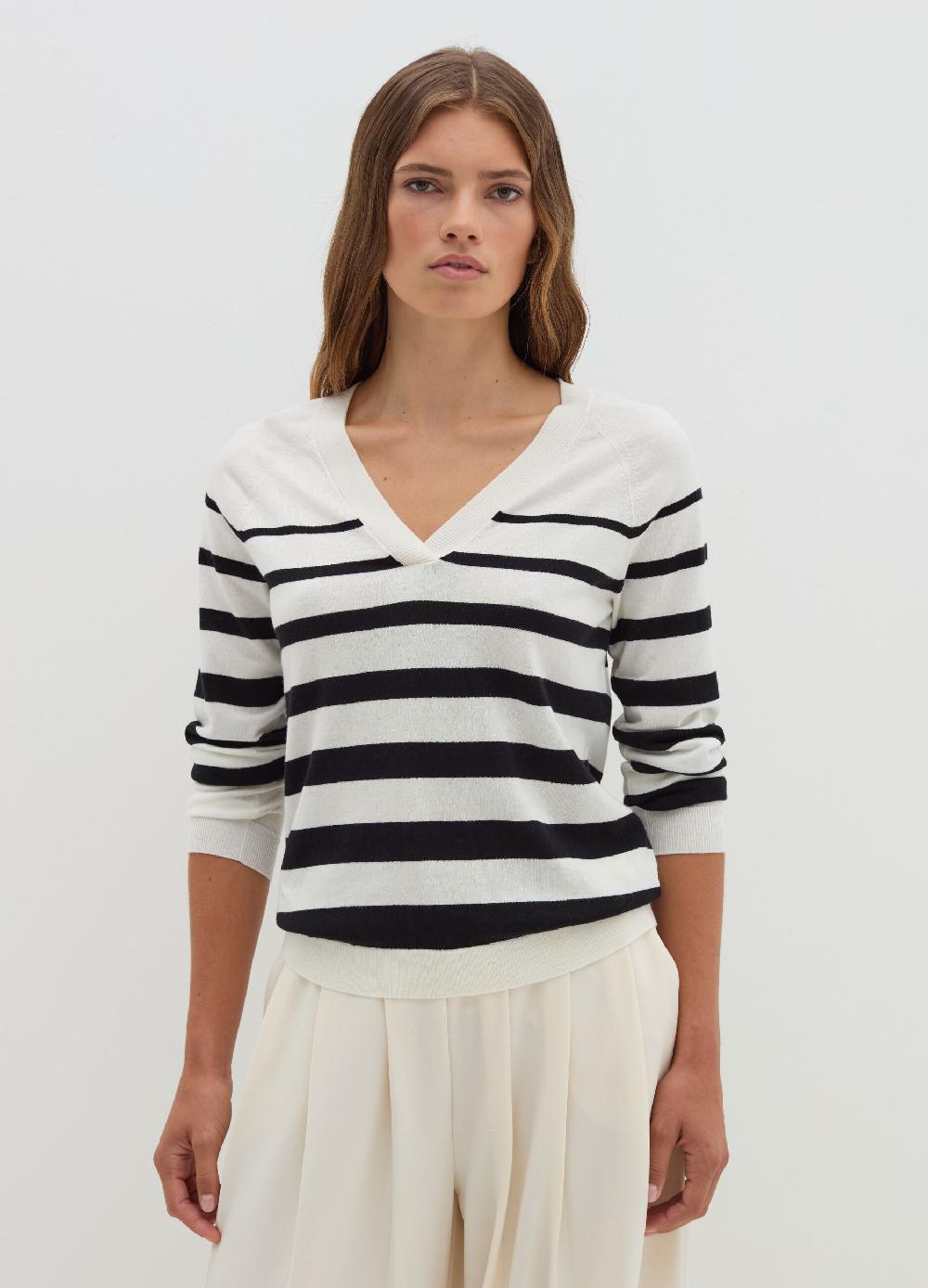 Stefanel Pullover A Righe Con Scollo A V