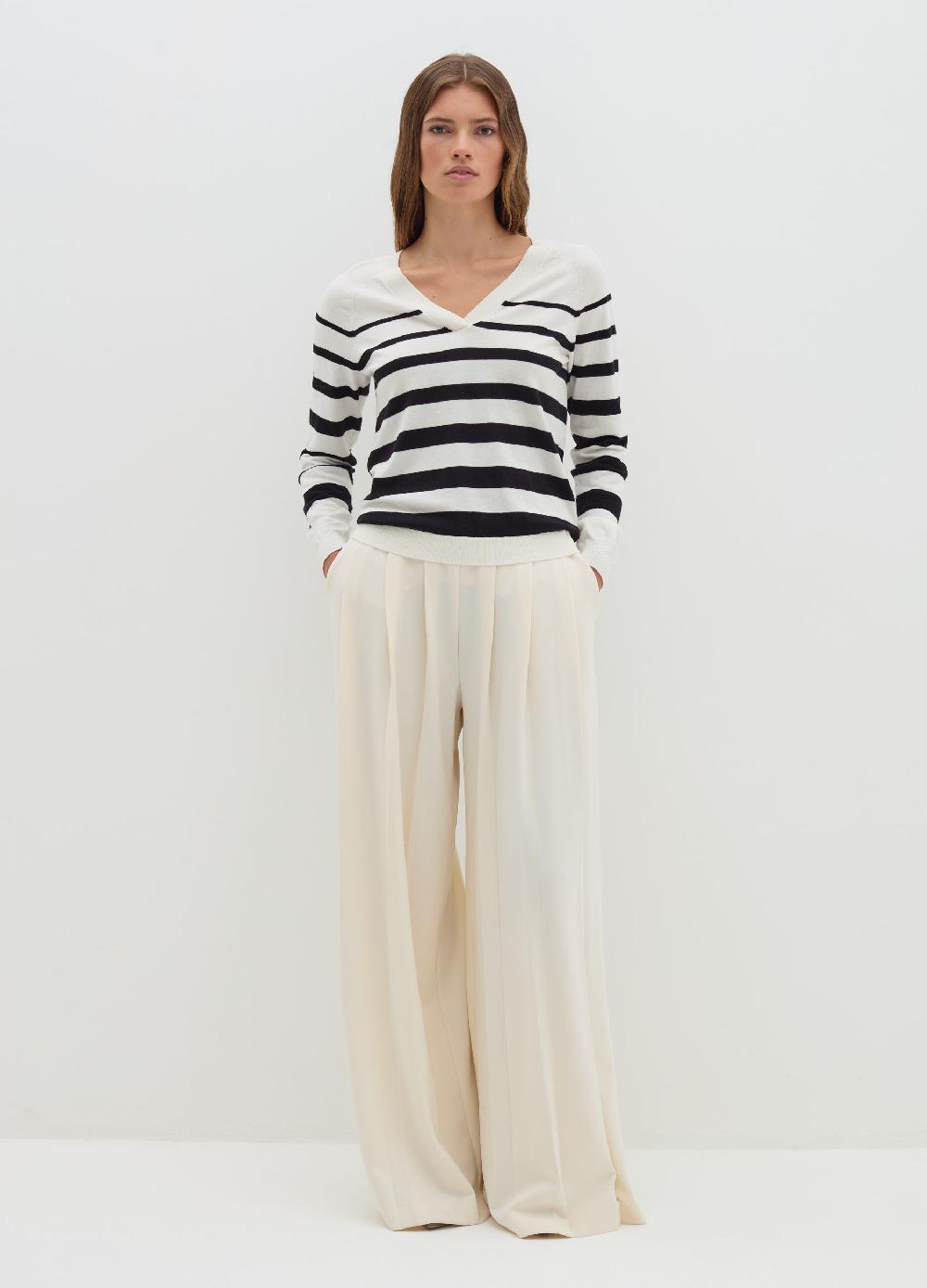 Stefanel Pullover a righe con scollo a V