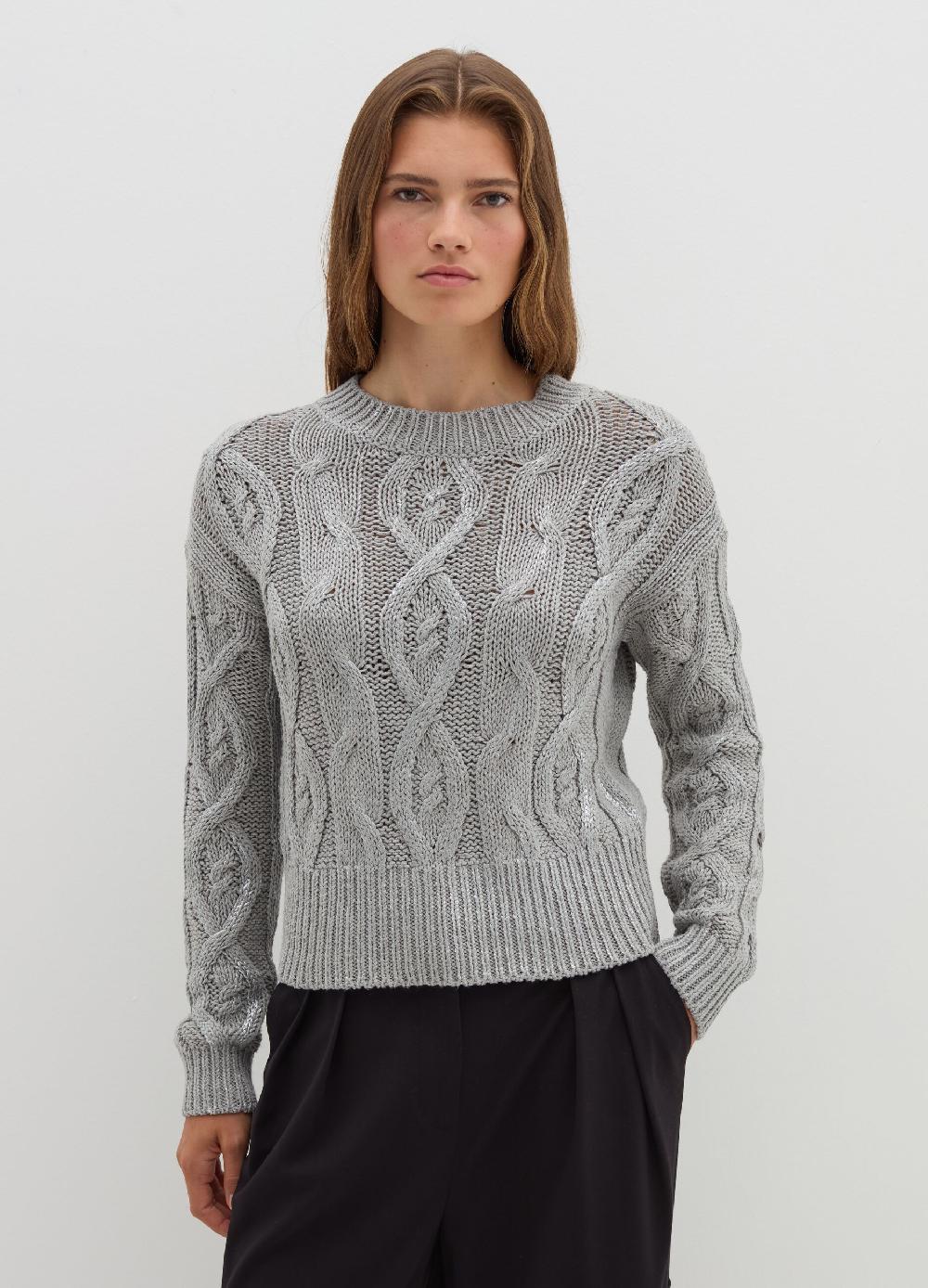 Stefanel Pullover A Treccia In Misto Cotone