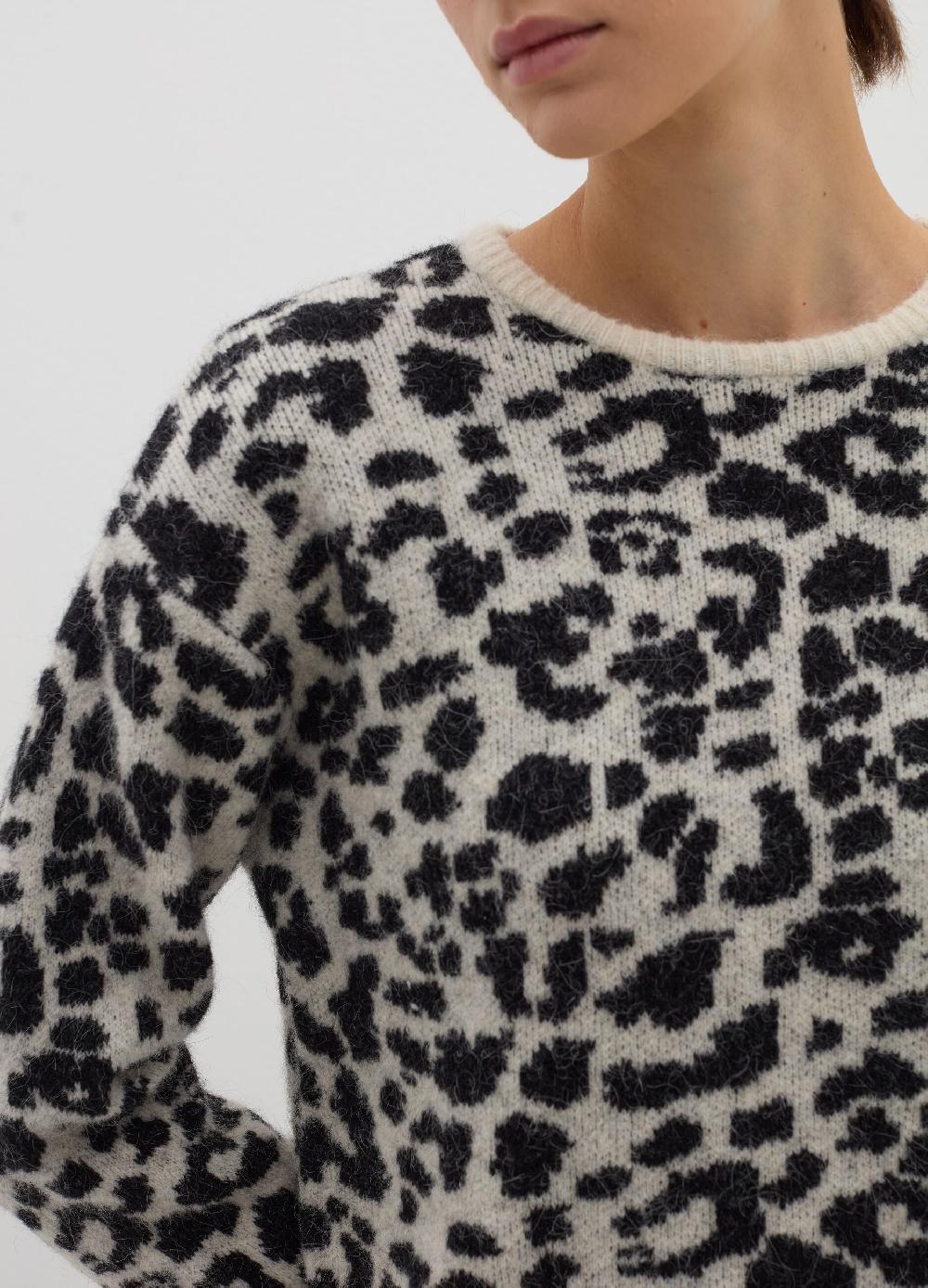 Stefanel Pullover Con Disegno Jacquard Animalier
