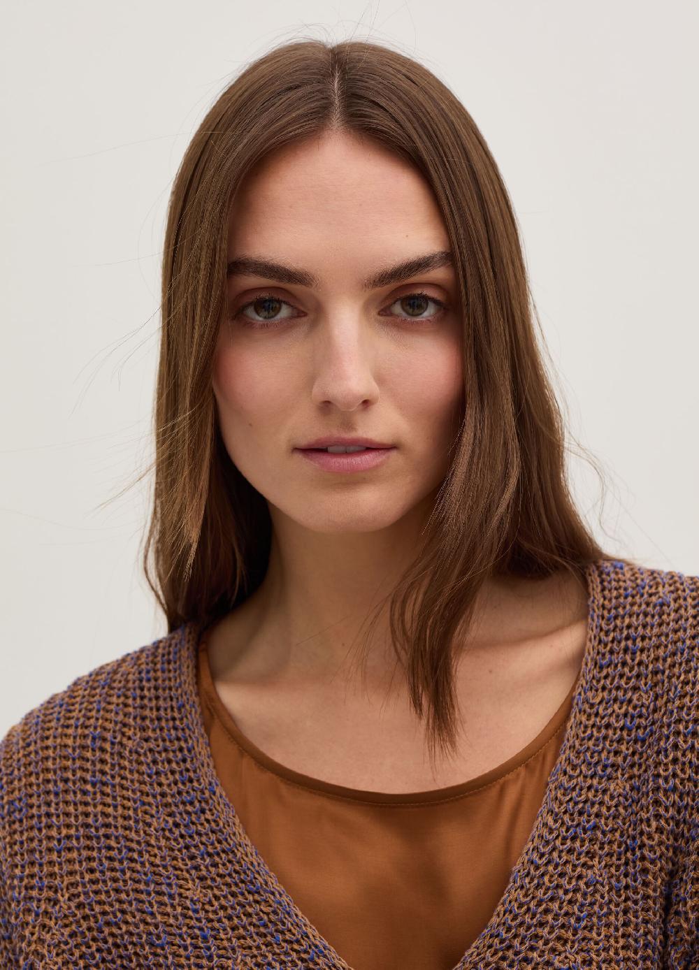 Stefanel Pullover Con Fantasia Bicolore Scollo A V