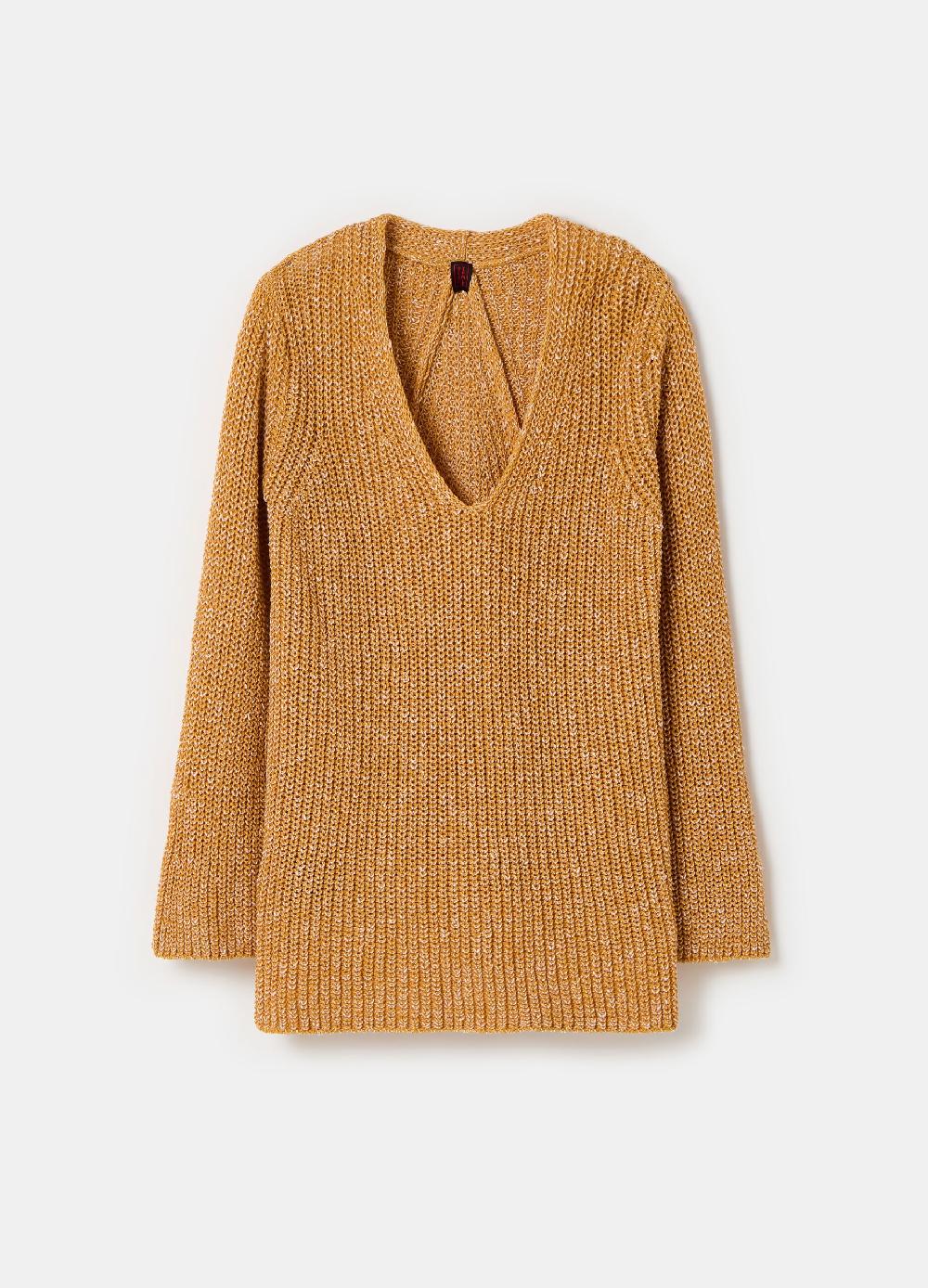 Stefanel Pullover Con Fantasia Bicolore Scollo A V