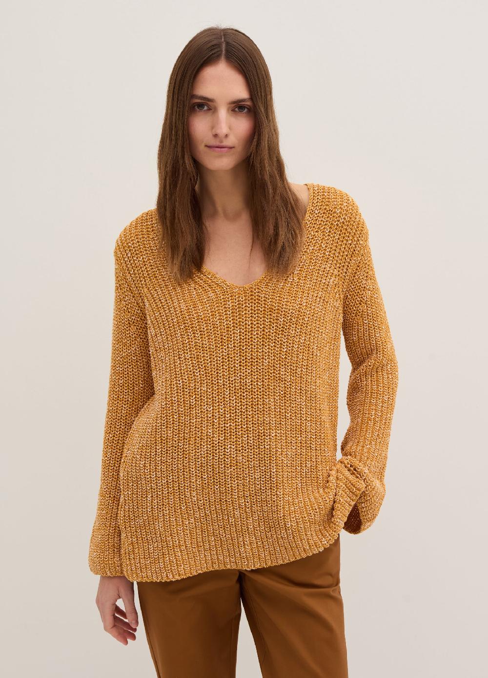 Stefanel Pullover con fantasia bicolore scollo a V