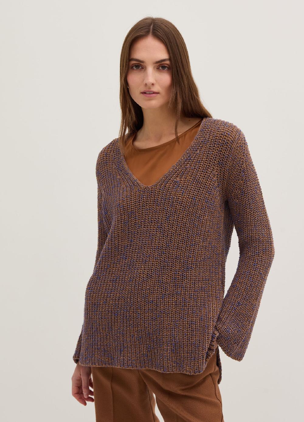 Stefanel Pullover con fantasia bicolore scollo a V