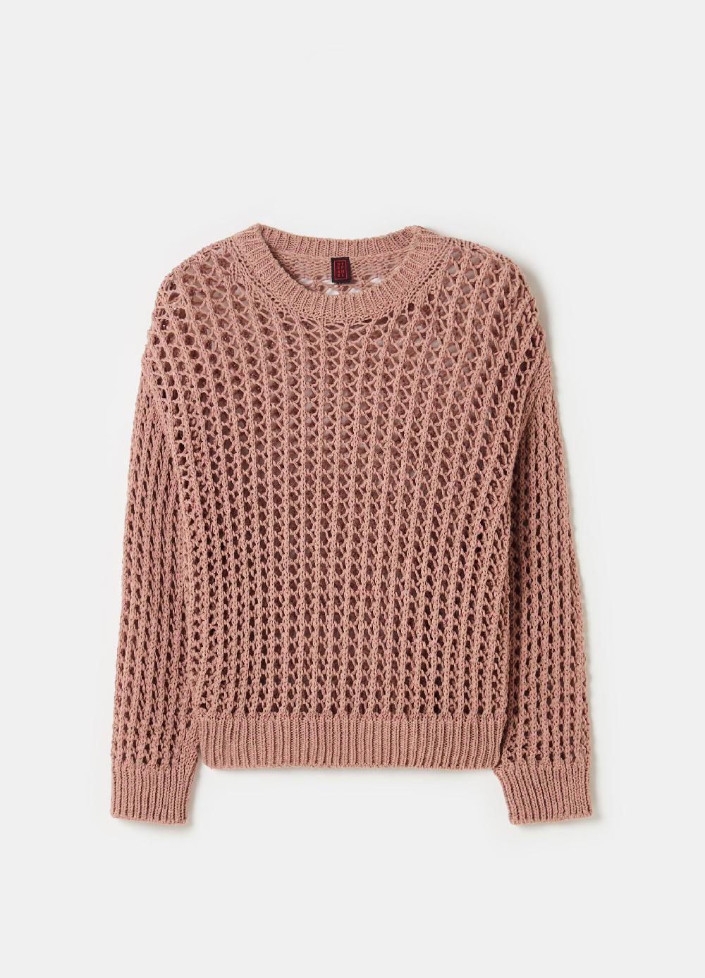Stefanel Pullover Con Trama Forata Effetto Mouline