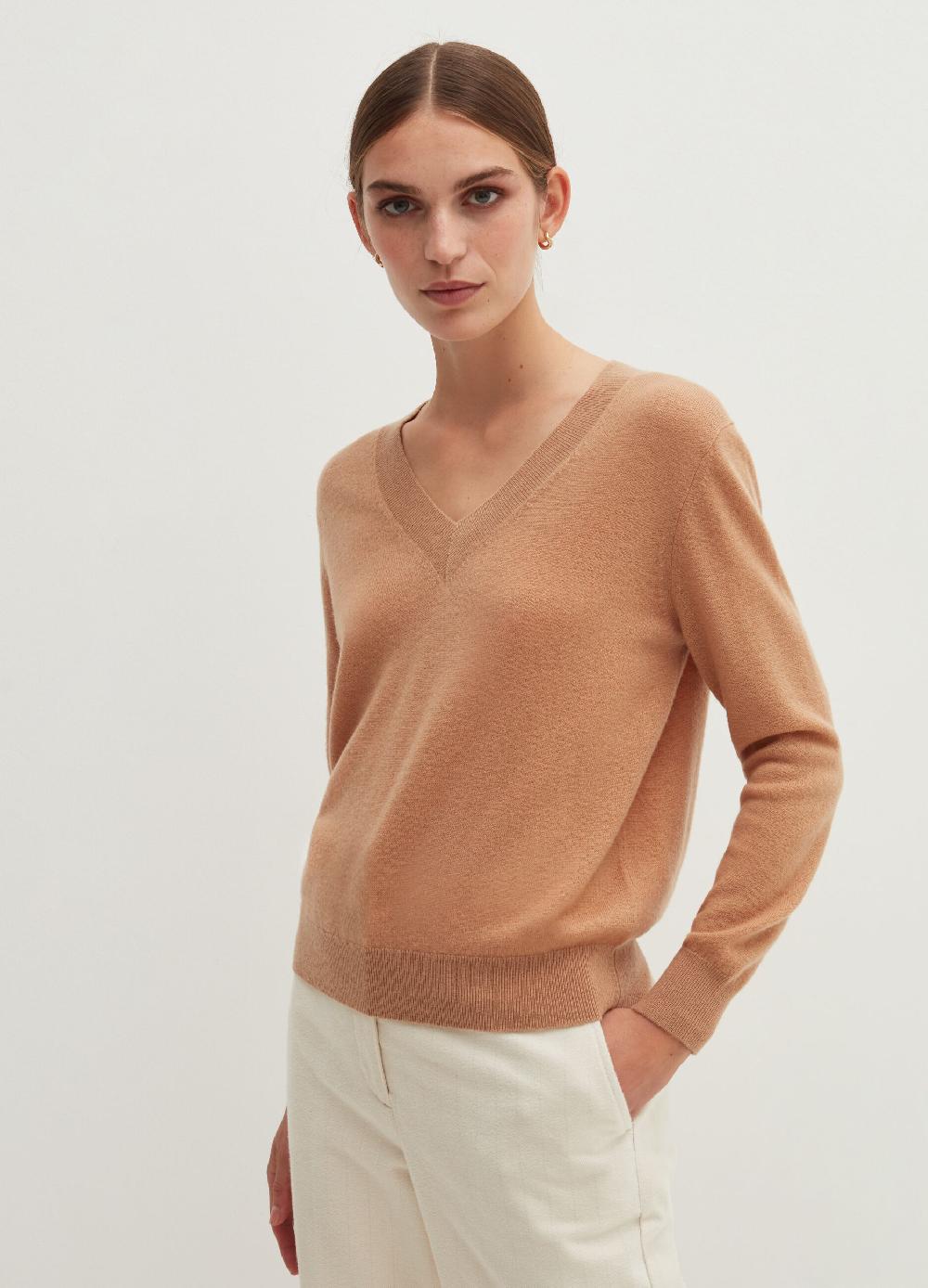 Stefanel Pullover in lana con scollo a V