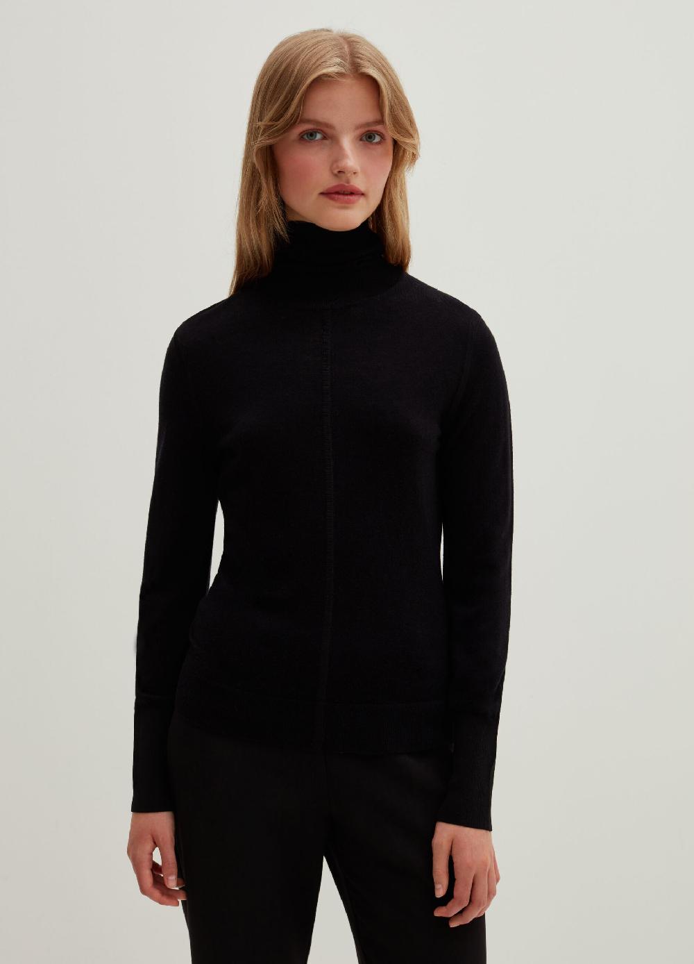 Stefanel Pullover in lana e seta a collo alto