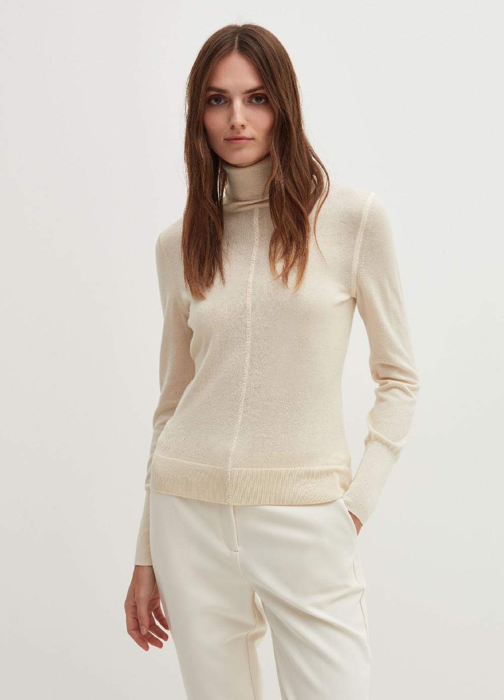 Stefanel Pullover in lana e seta a collo alto