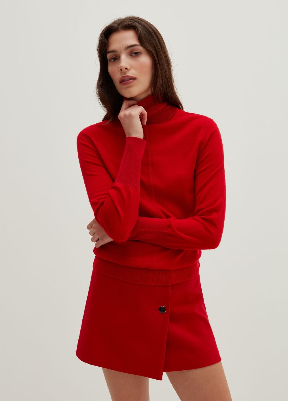 Stefanel Pullover in lana e seta a collo alto