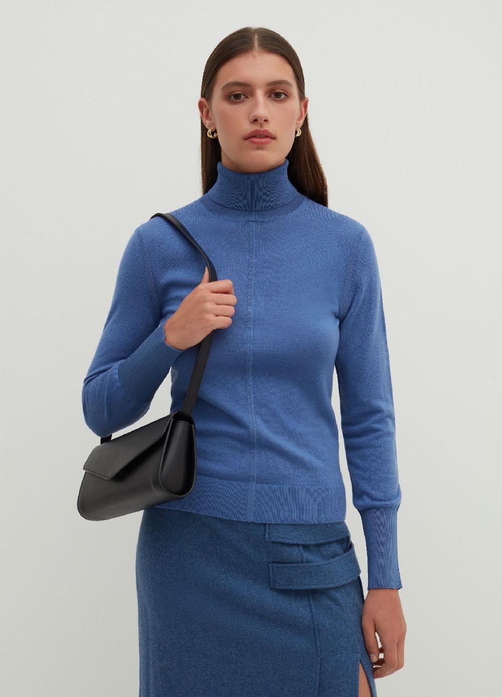 Stefanel Pullover in lana e seta a collo alto
