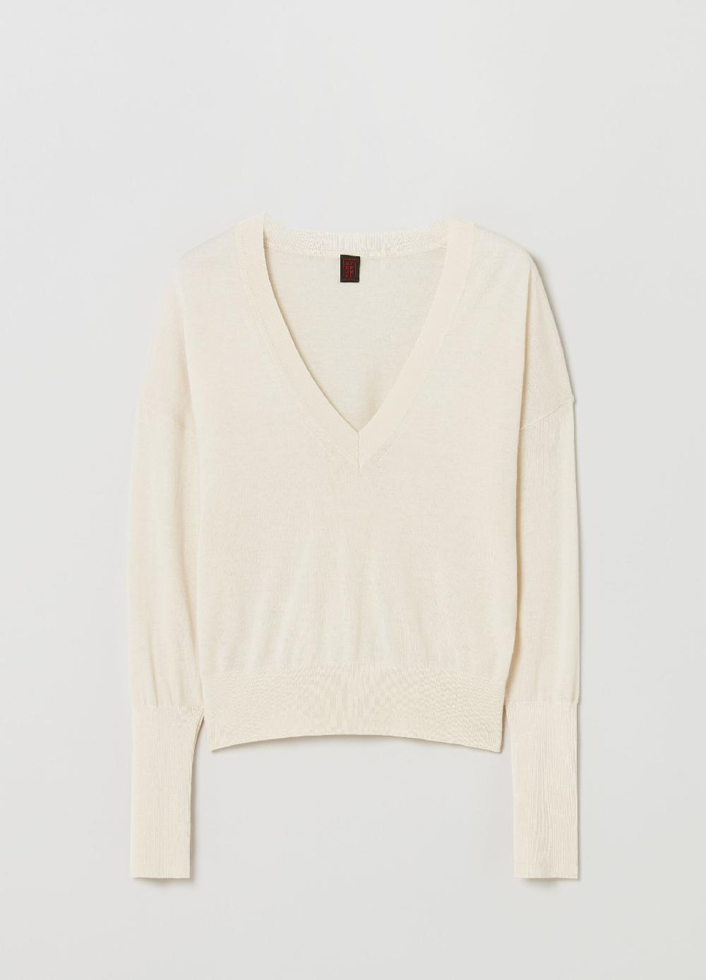 Stefanel Pullover In Lana E Seta Con Scollo A V