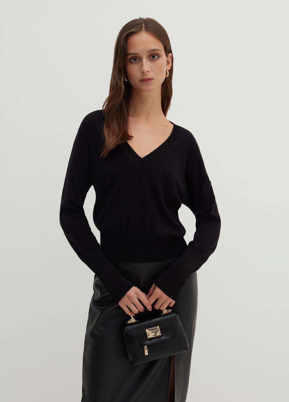 Stefanel Pullover In Lana E Seta Con Scollo A V