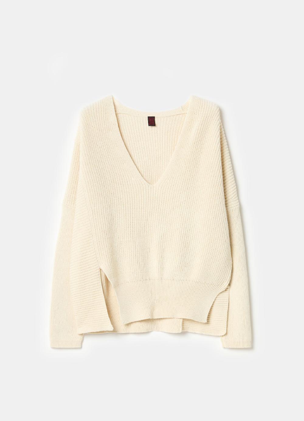 Stefanel Pullover Oversize A Coste Con Spacchi