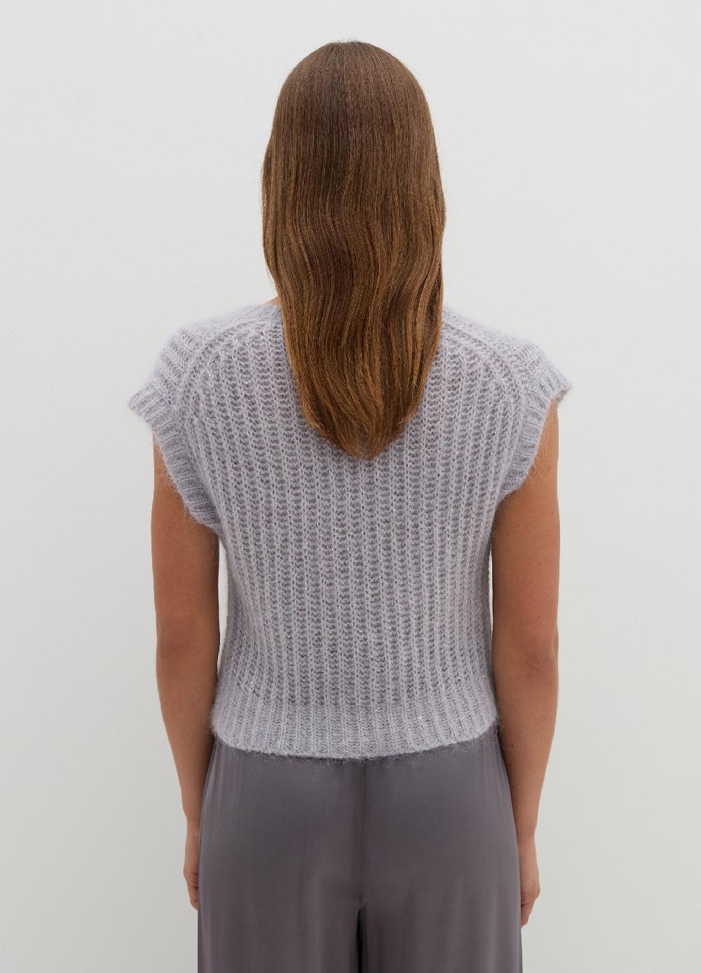 Stefanel Pullover Smanicato Con Micro Paillettes