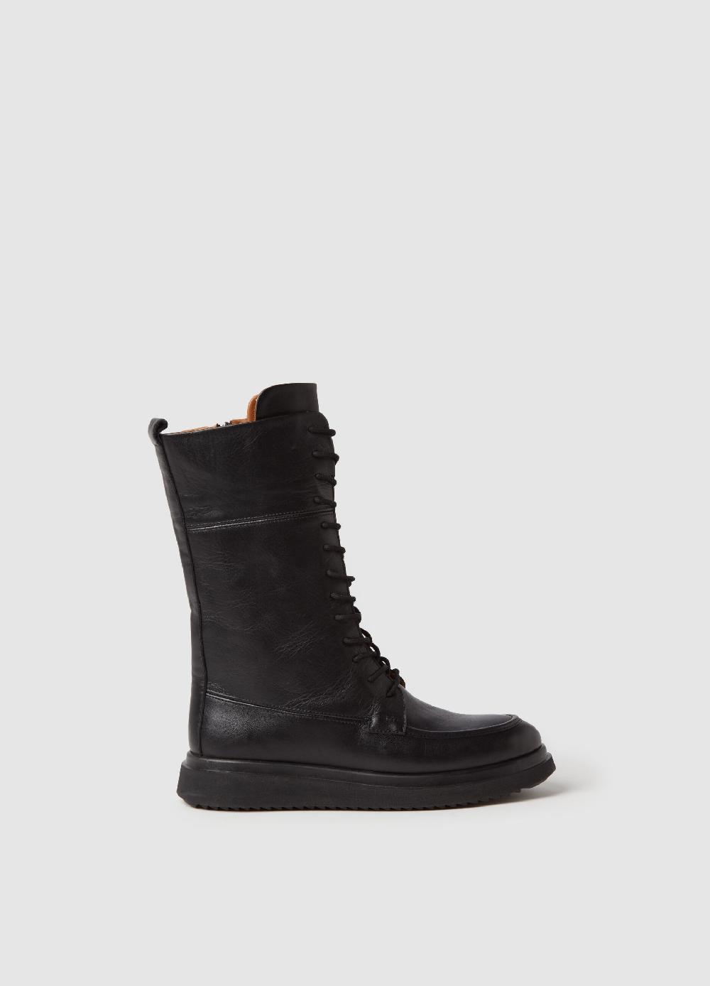 Stefanel Stivale Alto In Pelle Con Lacci