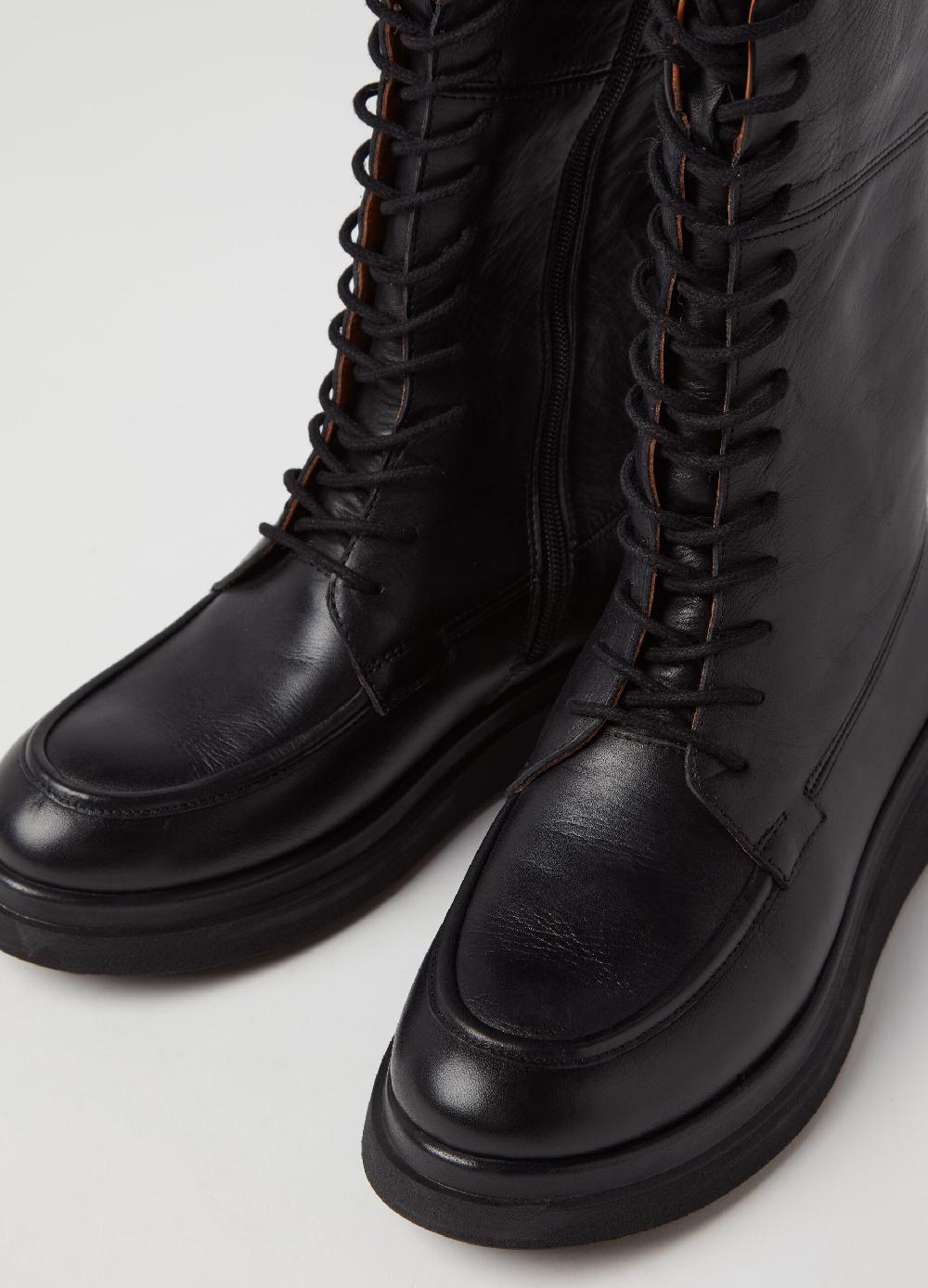 Stefanel Stivale Alto In Pelle Con Lacci