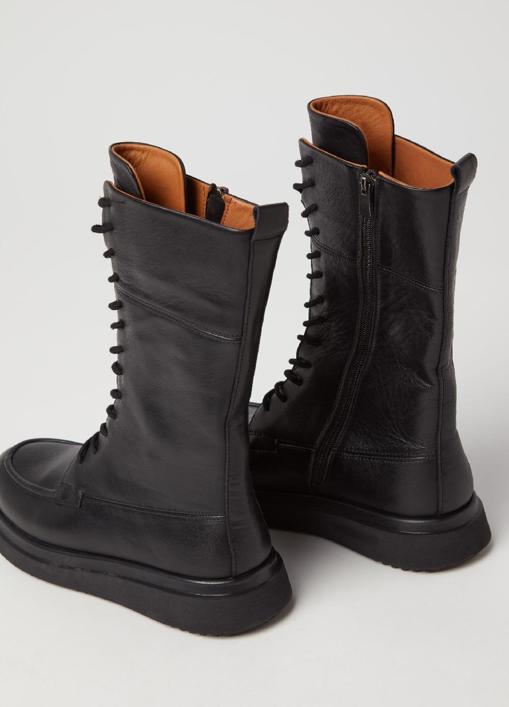 Stefanel Stivale Alto In Pelle Con Lacci