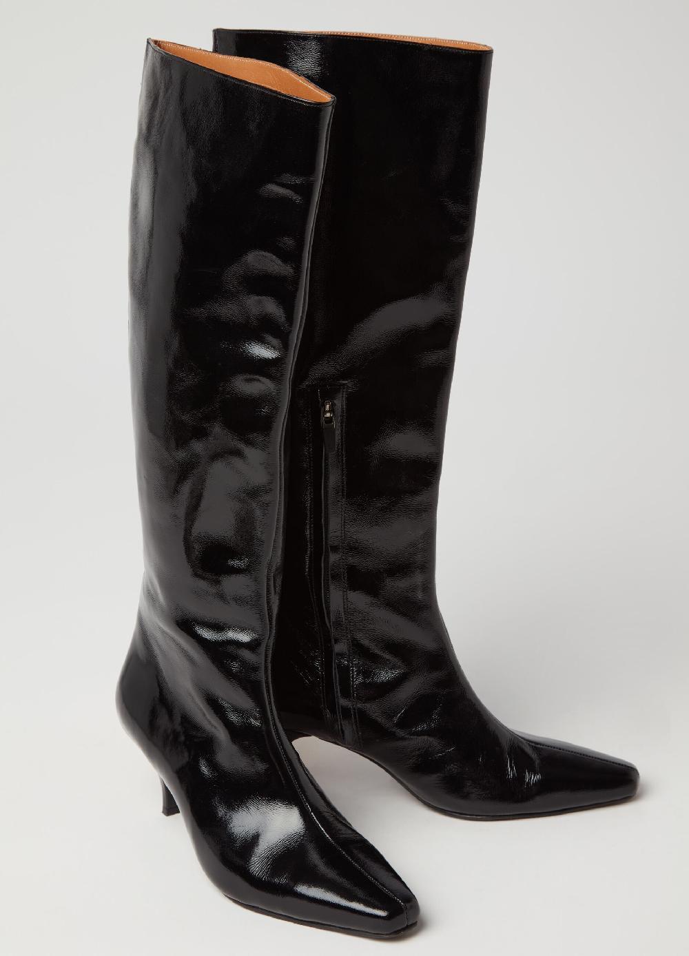 Stefanel Stivale Alto In Pelle Verniciata