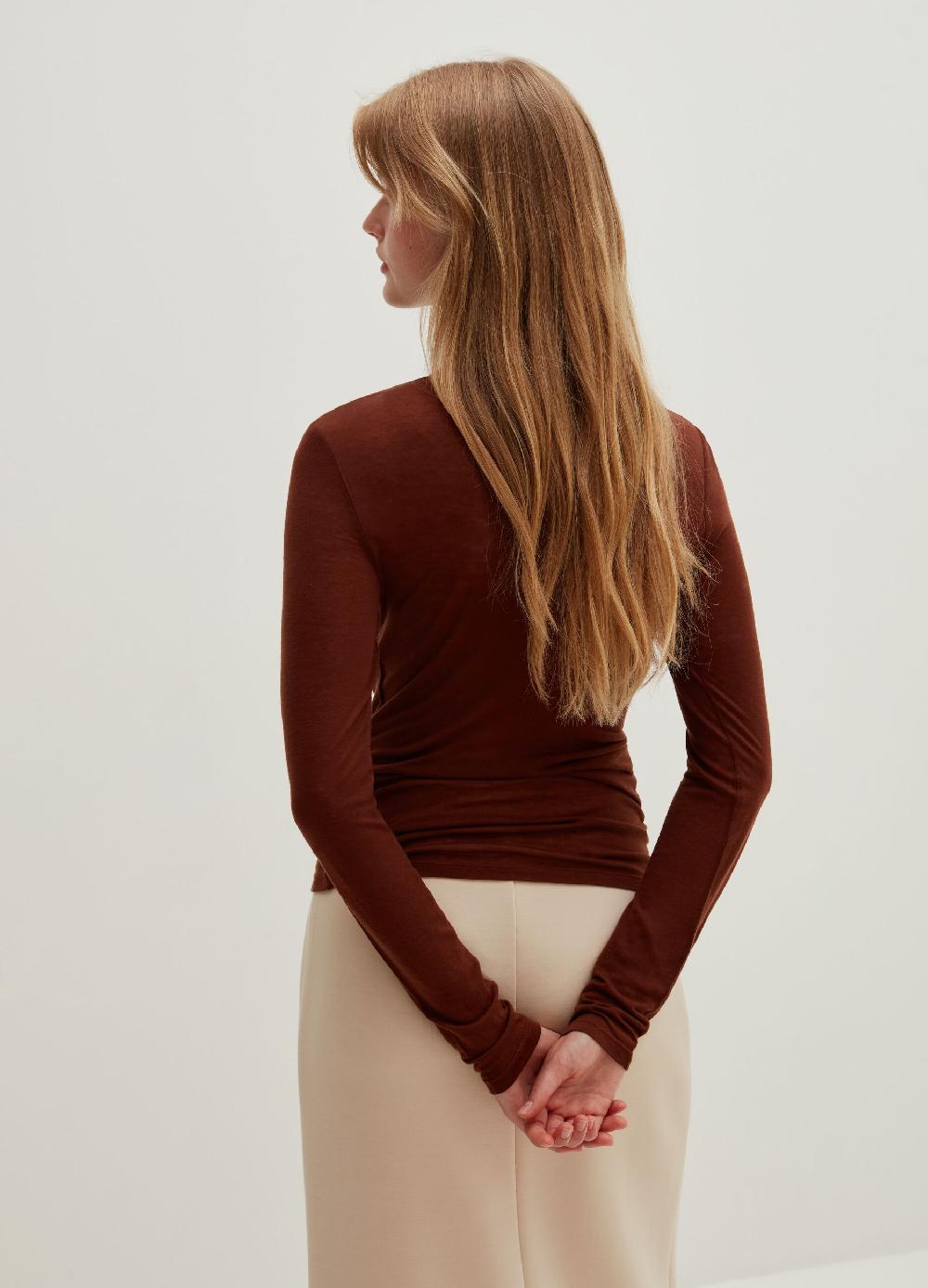 Stefanel T-shirt A Collo Alto In Lyocell E Lana