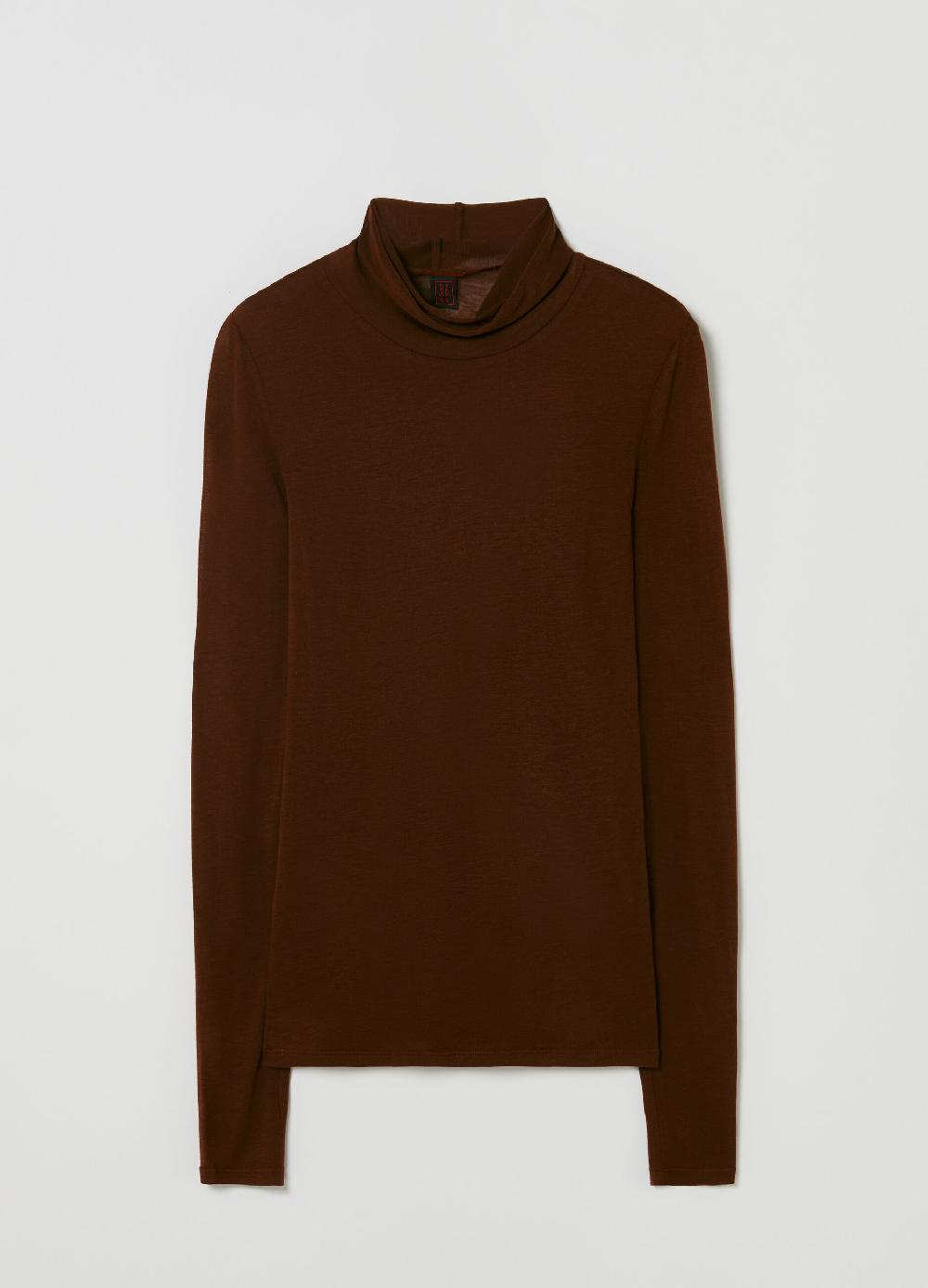 Stefanel T-shirt A Collo Alto In Lyocell E Lana